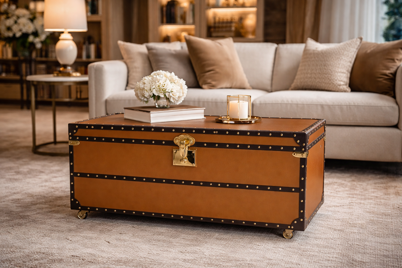 Luxury Trunk Coffee Table on wheels 3 MAISON DU LYS