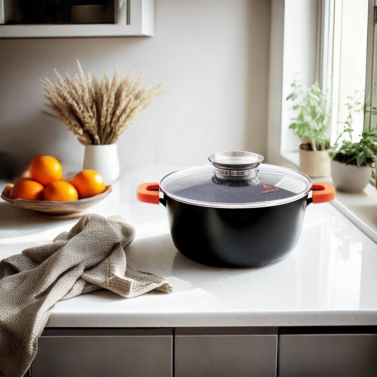 Laguiole – Stockpot 28 cm (6.7 L) Black, Greblon® CK2 ceramic non-stick coating, induction compatible 2 MAISON DU LYS