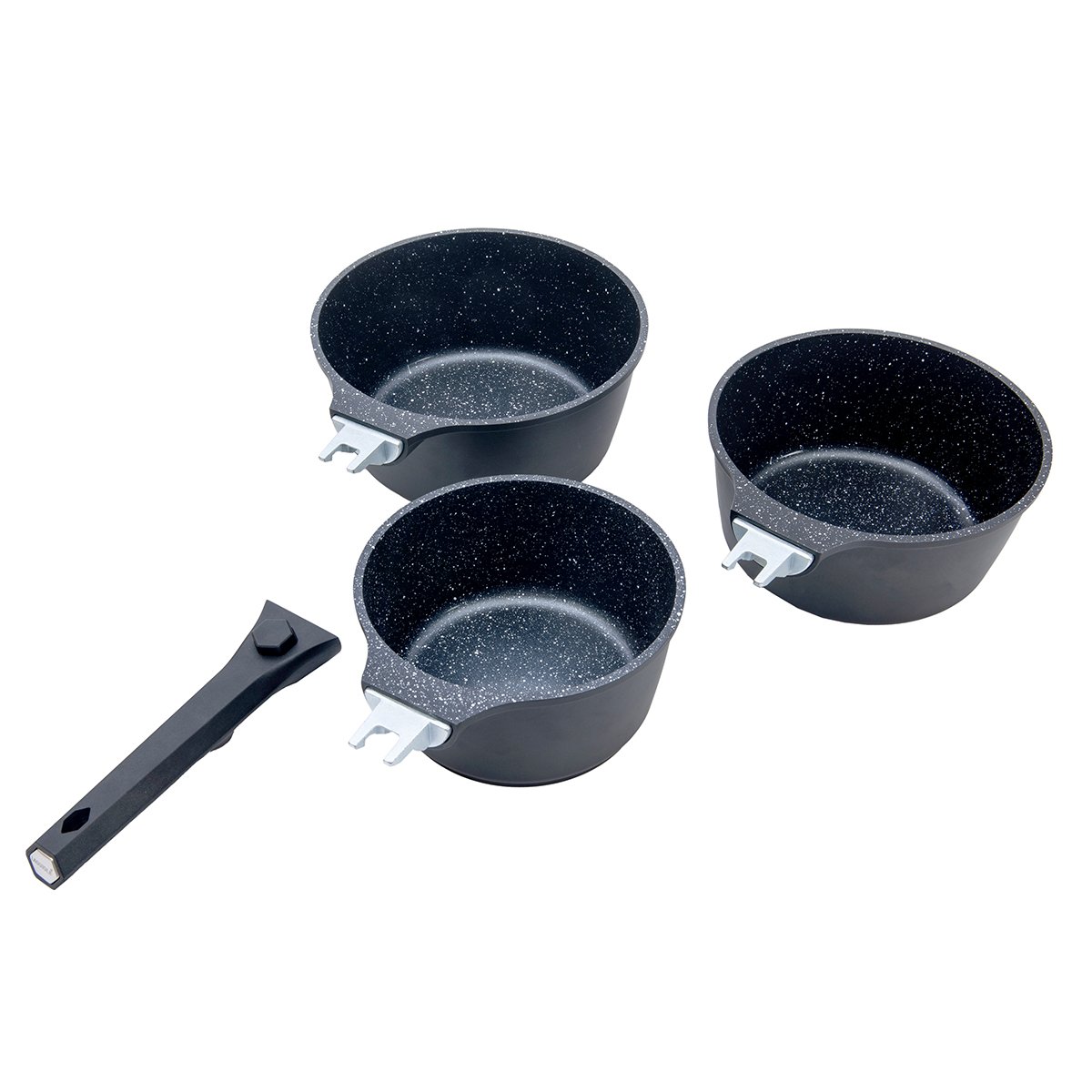 Laguiole Alizée 3-Saucepan Set (16/18/20cm), Black, Ceramic Non-Stick, Induction Compatible