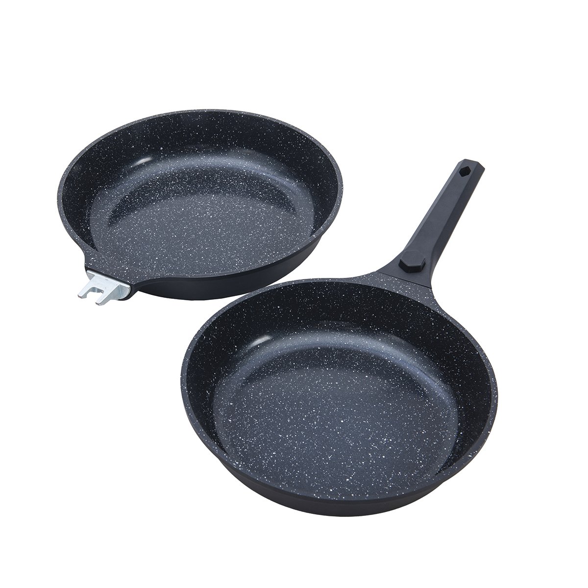 Laguiole – “Alizée” 2-frying pan set (24/28 cm) Black, removable handle, Greblon® CK ceramic non-stick coating, induction compatible 7 MAISON DU LYS
