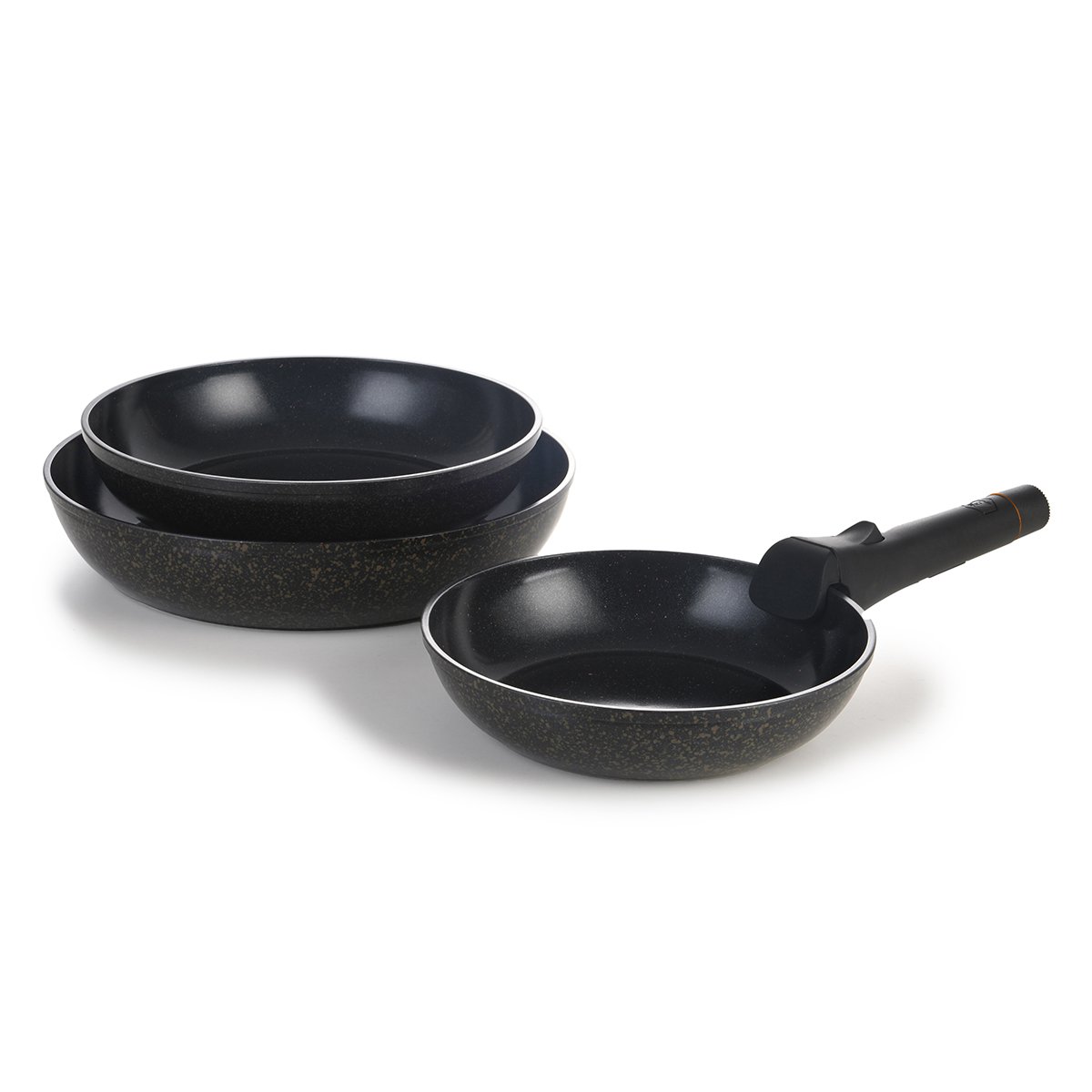 Laguiole – “Réactif” CAPPUCCINO 3-frying pan set (20/24/28 cm) Universal removable handle