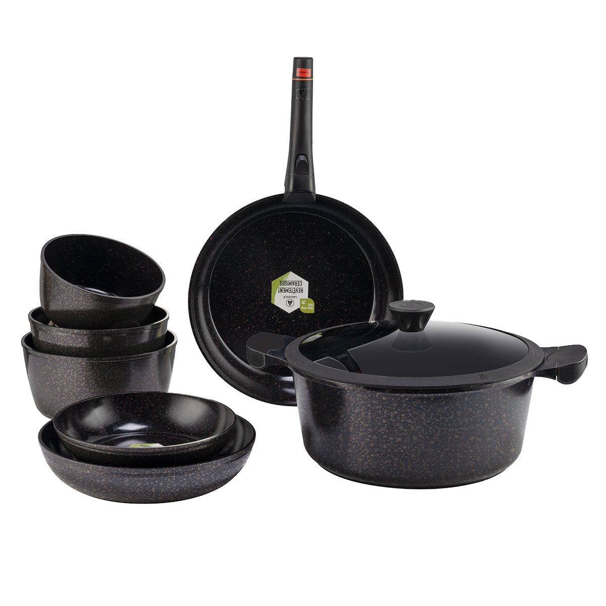 Laguiole – “Réactif” CAPPUCCINO 9-piece set Universal removable handle