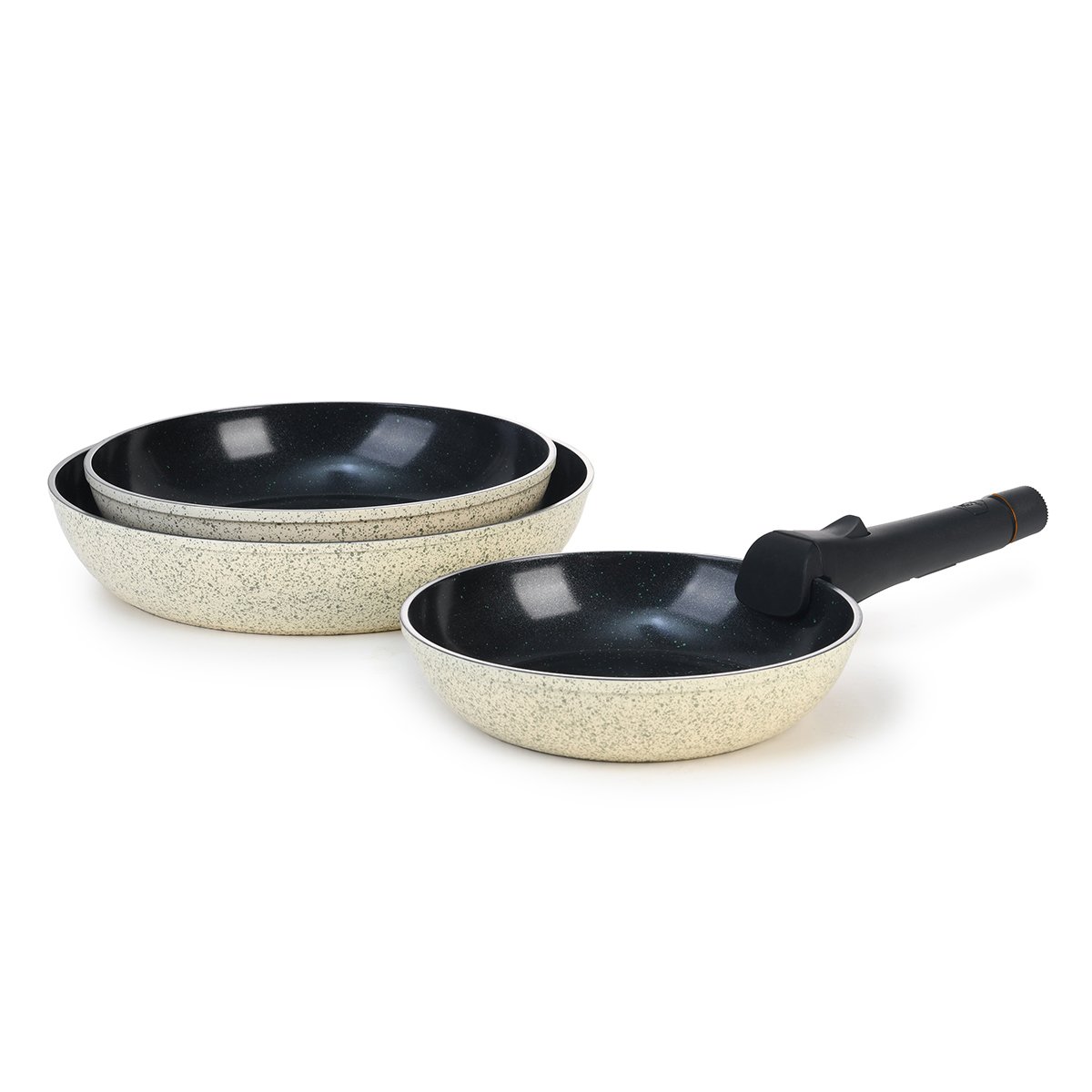 Laguiole – JADE, reactif 3-frying pan set (20/24/28 cm) Universal removable handle