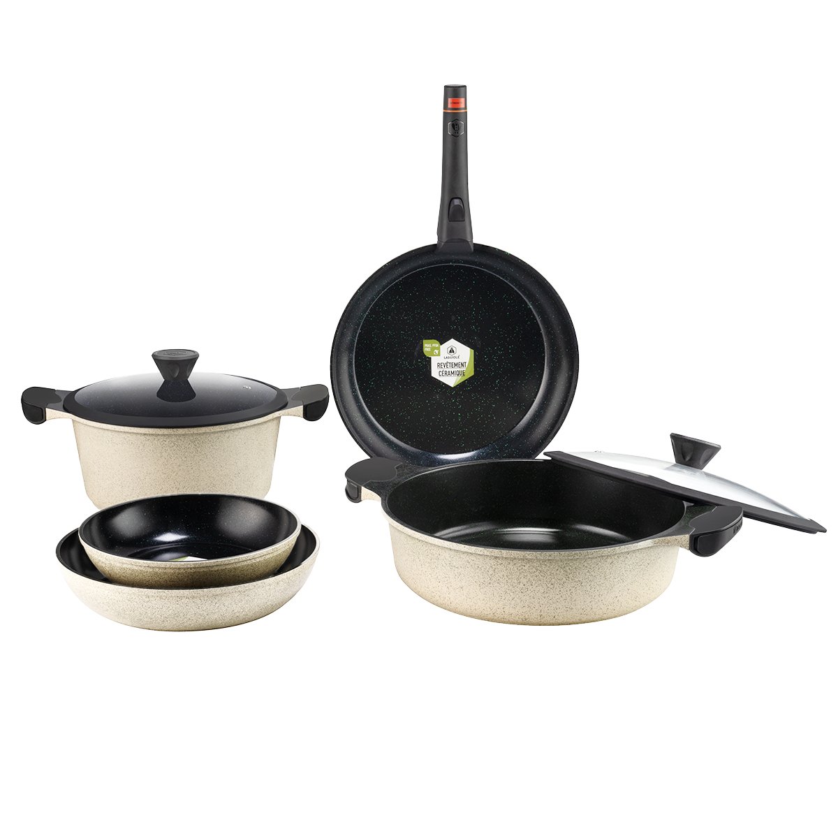 Laguiole – JADE reactif 8-piece set Universal removable handle