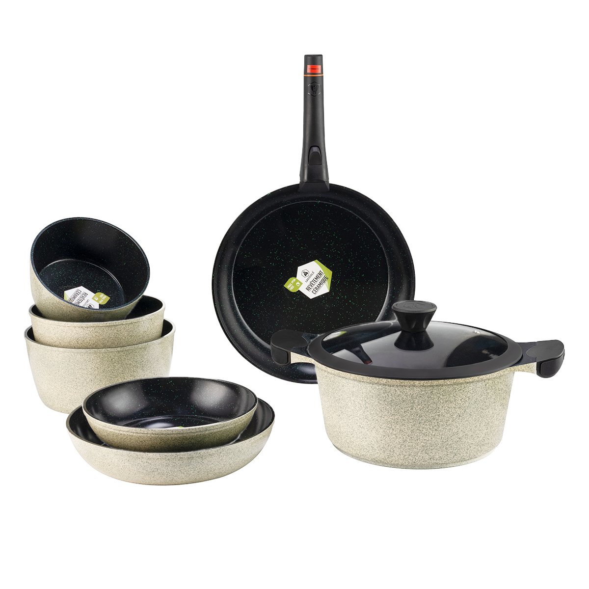 Laguiole – JADE reactif 9-piece set Universal removable handle