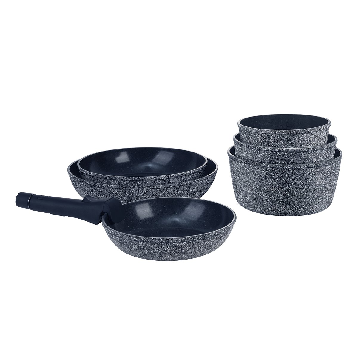 Laguiole Réactif Charbon 7-Piece Cookware Set, Saucepans, Frying & Sauté Pans, Removable Handle