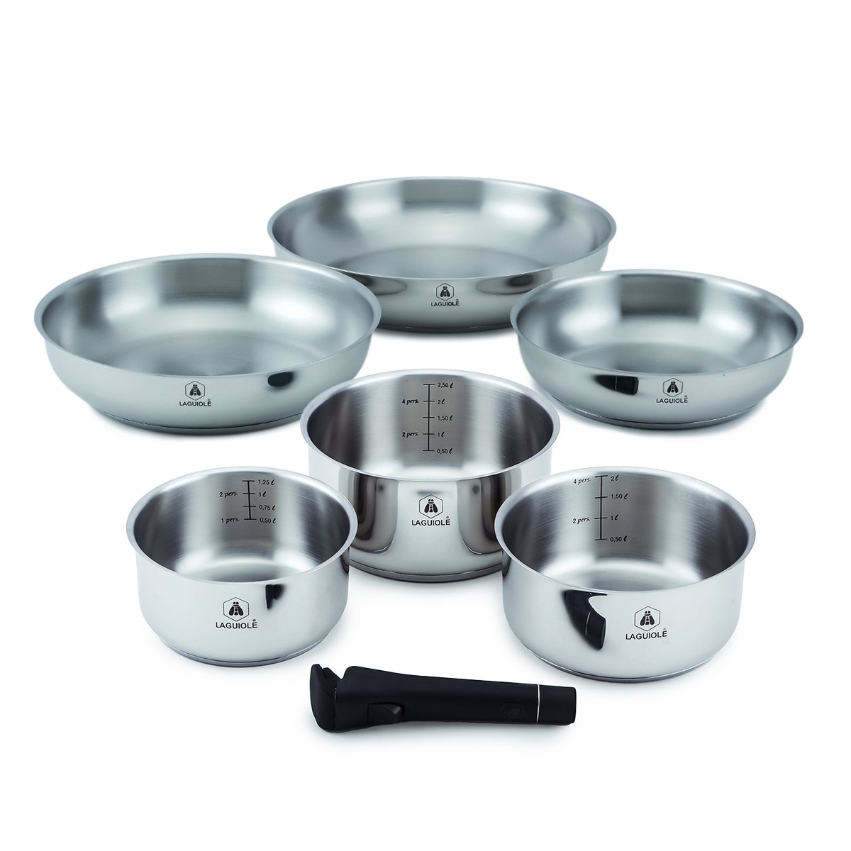 Laguiole – Set 7 pièces amovible ‘réactive’ inox induction