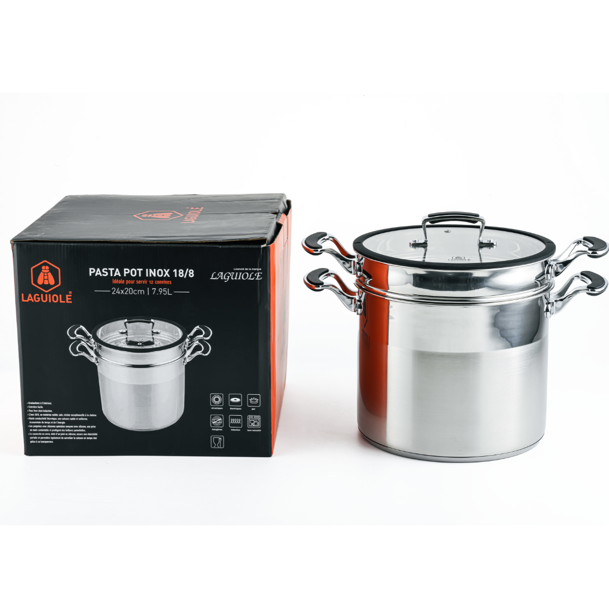 Laguiole – Stainless steel pasta cooker 18/8, 4-piece set, 24 cm 4 MAISON DU LYS