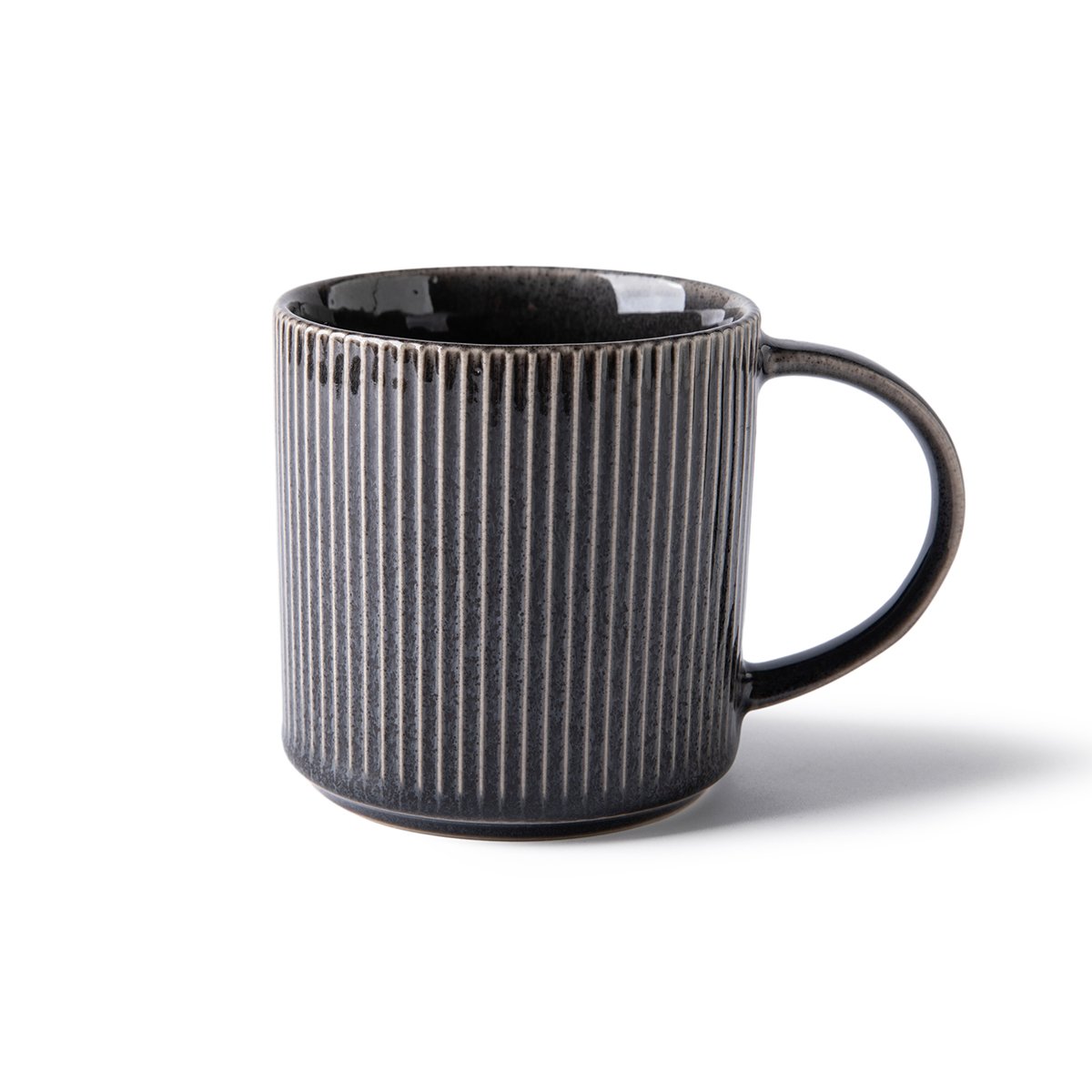 Laguiole – 2 Mugs stoneware D8.8xH9cm CARBON, reactive glaze