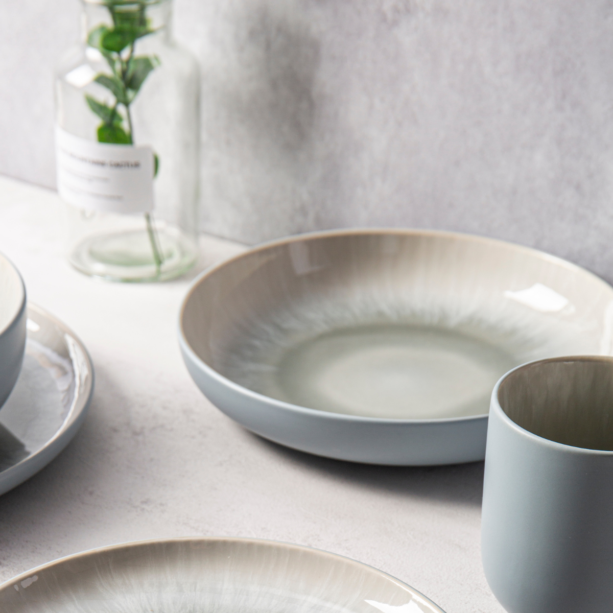 Laguiole - 6 soup plate set in stoneware with reactive glaze, Iris Bleu Iris Blue 3 MAISON DU LYS