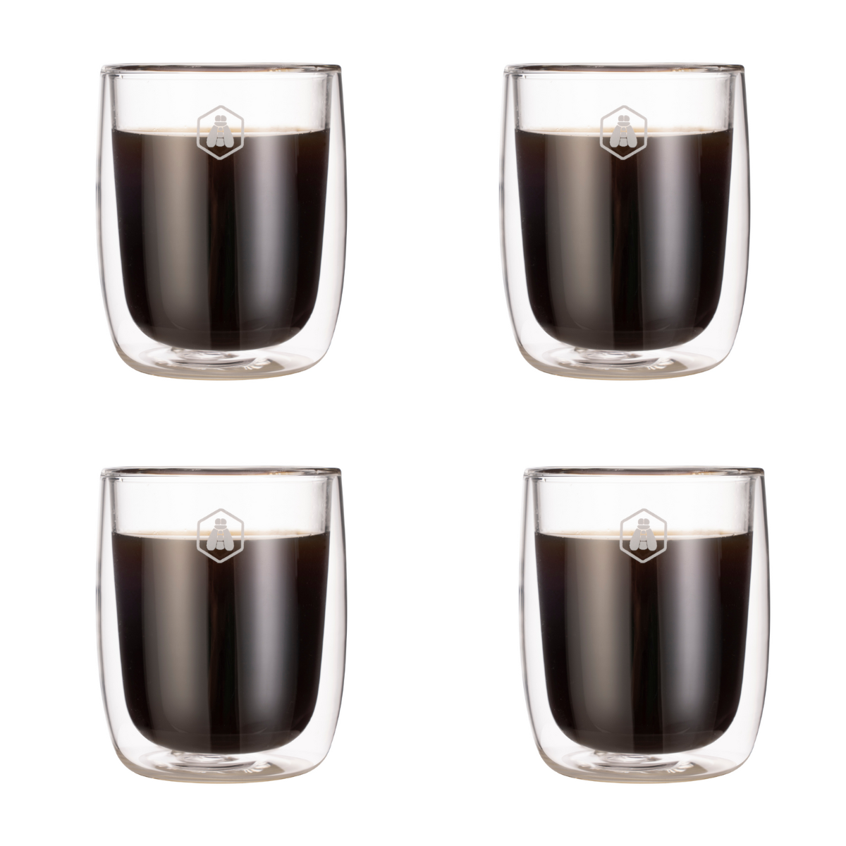 Laguiole - 4 coffee cups for Espresso 100ml, Double wall glass cups